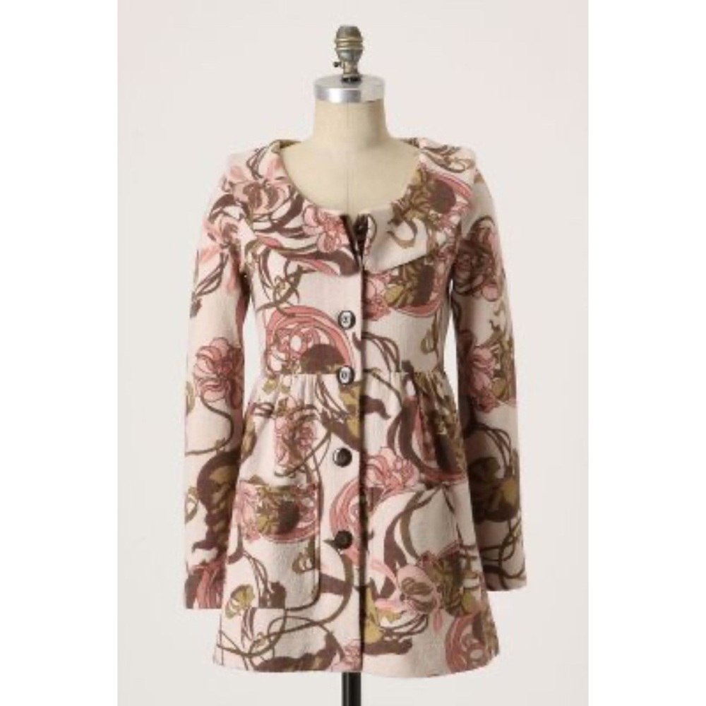 Guinevere Anthro Floral Nouveau Coat Medium NWOT